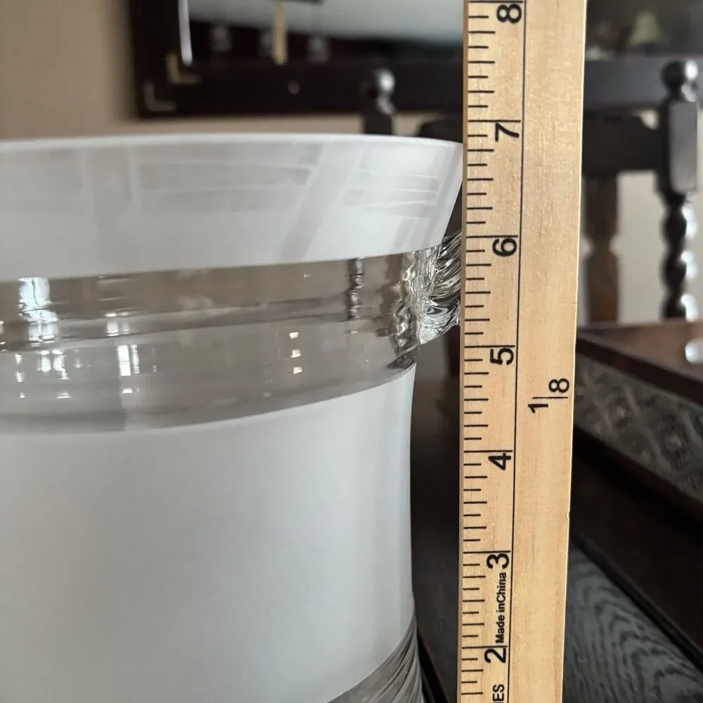 Vintage FTD Commemorative Millennium Ice Bucket Frosted Glass Scroll Handles 2qt